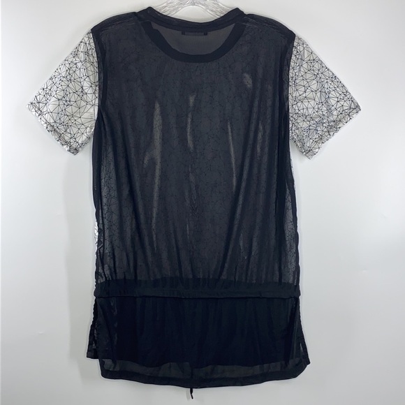 Koral Black & White Geometric Mesh Top - Picture 2 of 7